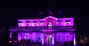Alcaldía de Luquillo se viste de rosa por los pacientes. (Foto/Suministrada)