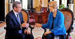 El gobernador, Alejandro García Padilla se reunió con la senadora por Massachusetts Elizabeth Warren. (Foto/Suministrada)
